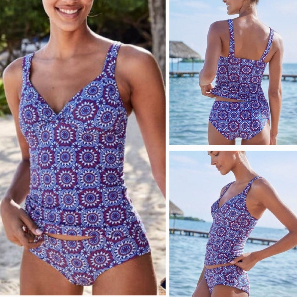 Boden Talamanca Bikini Bottom Red White & Blue Sun Tile New Without Tag
